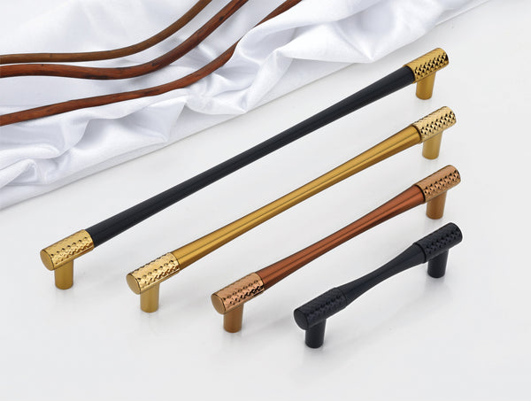 Modern Tapered Bar Cabinet & Wardrobe Handles with Textured Ends