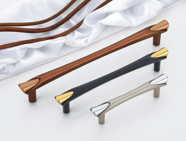 Modern Tapered Bar Cabinet & Wardrobe Handles with Pointed Metallic Tips