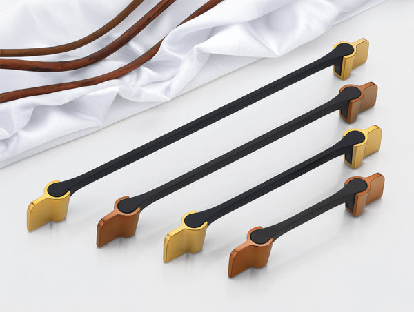 Modern Two-Tone Bar Cabinet & Wardrobe Handles with Metallic Ends