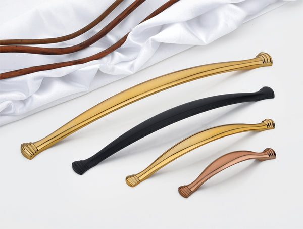 Modern Curved Cabinet & Wardrobe Handles with Textured End Caps