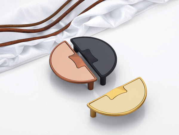 Modern Half-Moon / D-Shaped Drawer Knobs with Accent