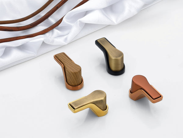 Ergonomic Wedge Drawer Knobs with Mixed Materials