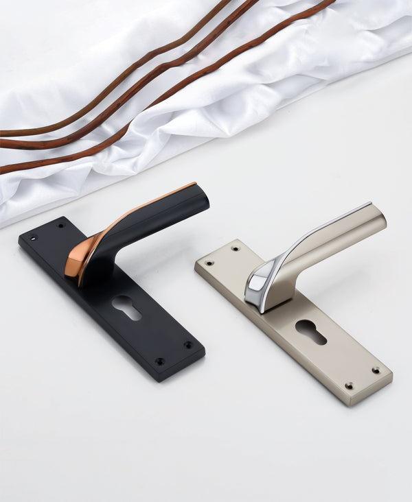 Koyo 8" Steel Plate Mortise Handle Set - Contemporary Plate Pattern