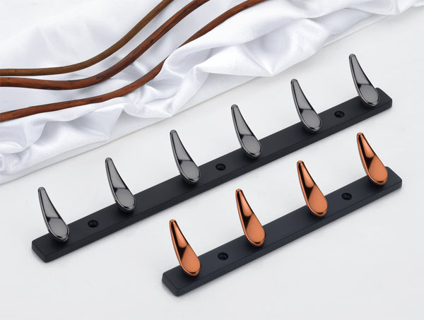 Modern Two-Tone Wall Peg Racks - Black with Metallic Pin Hooks