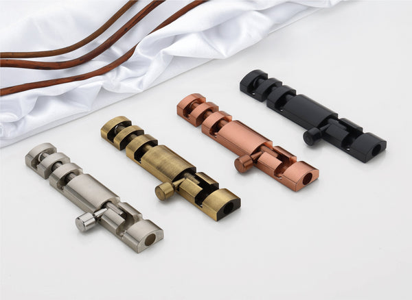 "Xylo" Design Aluminium Tower Bolt - Modern Grooved Barrel