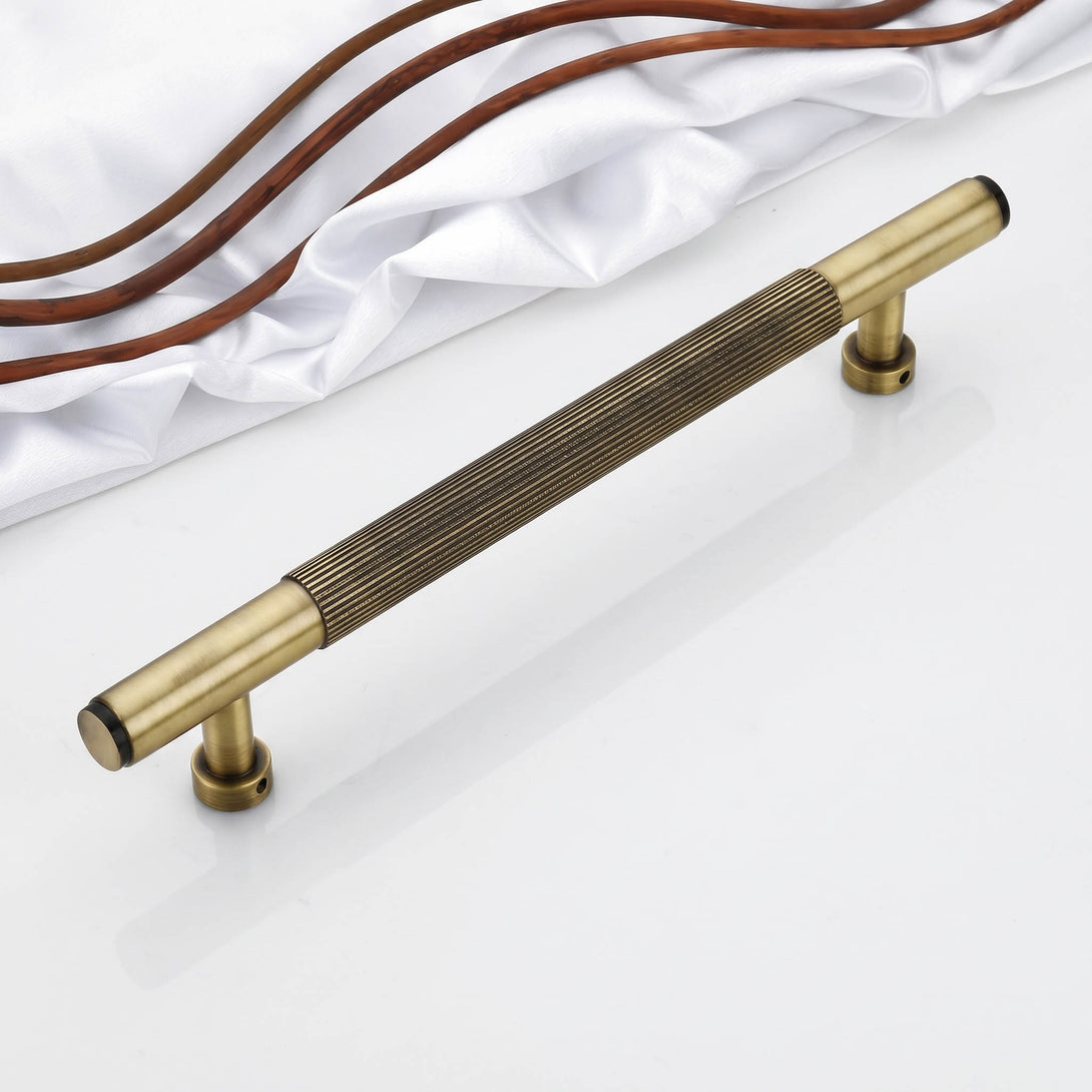 Round Knurled Grip Brass Antique & Satin Finish Pull Handles with Mode