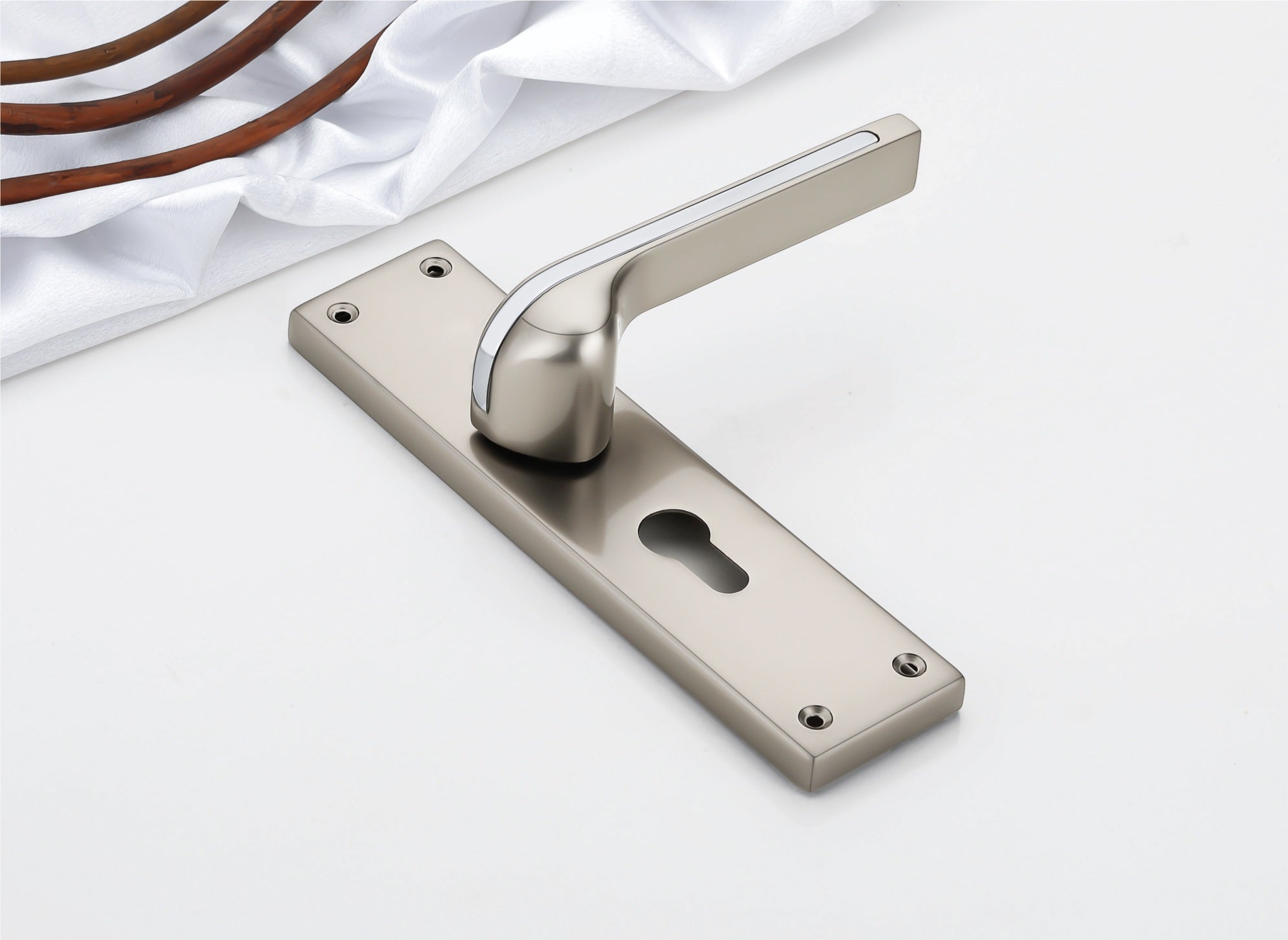 Chetas Mortise Handle Set | Modern Plate Pattern Satin CP Finish for Doors