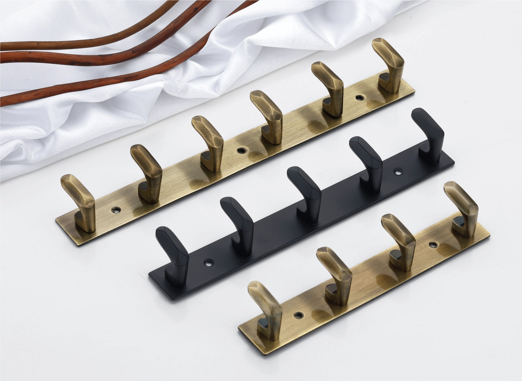 Classic Multi-Pin Wall Peg Rack | Black & Antique Finish | 4 & 6 Pin ...