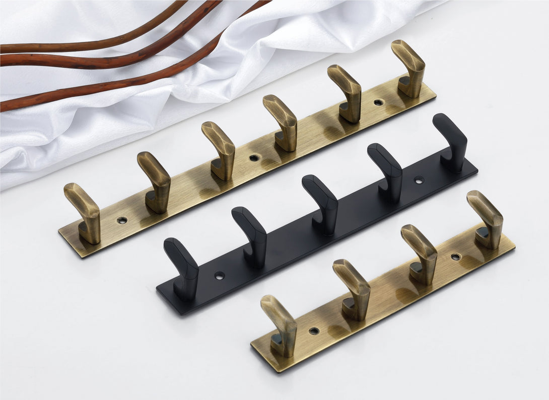 Classic Multi-Pin Wall Peg Rack | Black & Antique Finish | 4 & 6 Pin ...